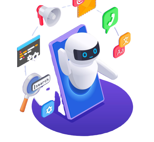 robot and phone with other icons